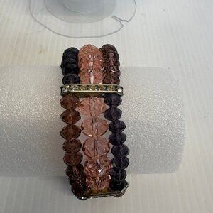 Pink & Purple Multistrand beaded Bracelet